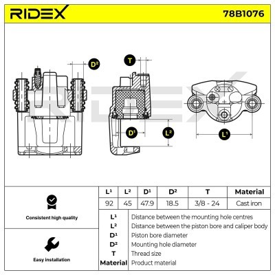 Zacisk Hamulcowy RIDEX 78B1076 78B1076 - foto 7