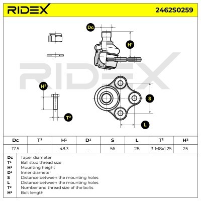 Sworzeń wahacza RIDEX 2462S0259 2462S0259 - foto 5