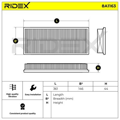 Filtr Powietrza RIDEX 8A1163 8A1163 - foto 6