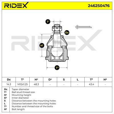 Sworzeń wahacza RIDEX 2462S0476 2462S0476 - foto 6