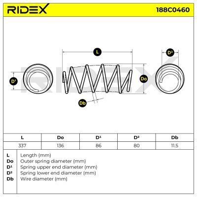Sprężyna Zawieszenia RIDEX 188C0460 188C0460 - foto 3