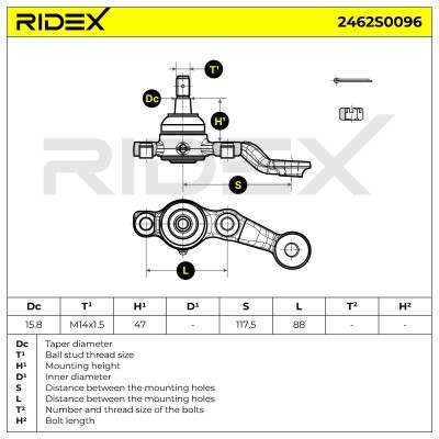 Sworzeń wahacza RIDEX 2462S0096 2462S0096 - foto 5