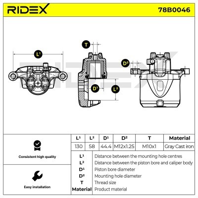 Zacisk Hamulcowy RIDEX 78B0046 78B0046 - foto 5