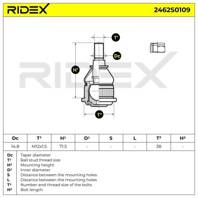 Sworzeń wahacza RIDEX 2462S0109 2462S0109 - foto 5