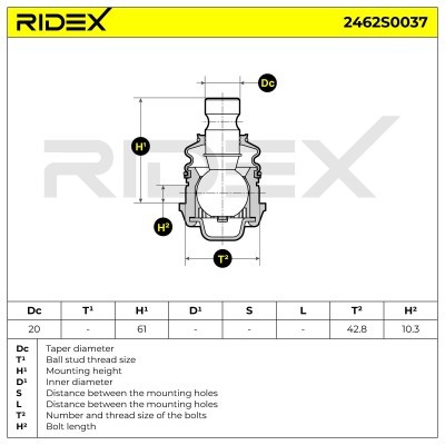 Sworzeń wahacza RIDEX 2462S0037 2462S0037 - foto 5