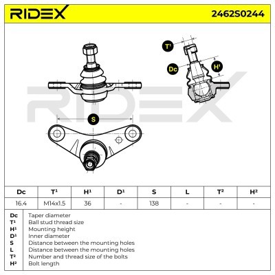 Sworzeń wahacza RIDEX 2462S0244 2462S0244 - foto 5
