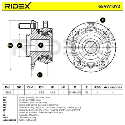 Łożysko Koła RIDEX 654W1372 654W1372 - foto 7