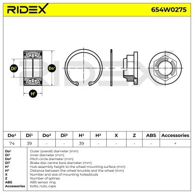 Łożysko Koła RIDEX 654W0275 654W0275 - foto 3