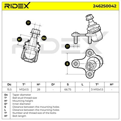 Sworzeń wahacza RIDEX 2462S0042 2462S0042 - foto 6