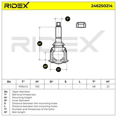Sworzeń wahacza RIDEX 2462S0214 2462S0214 - foto 10