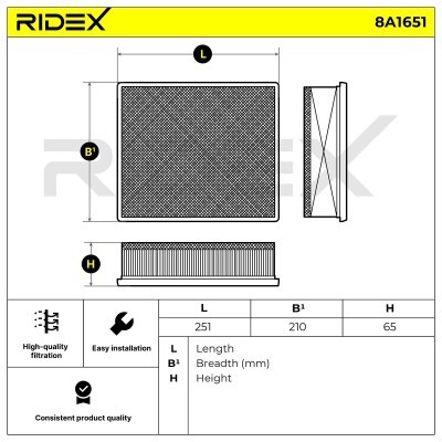 Filtr Powietrza RIDEX 8A1651 8A1651 - foto 6