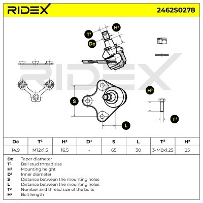 Sworzeń wahacza RIDEX 2462S0278 2462S0278 - foto 6