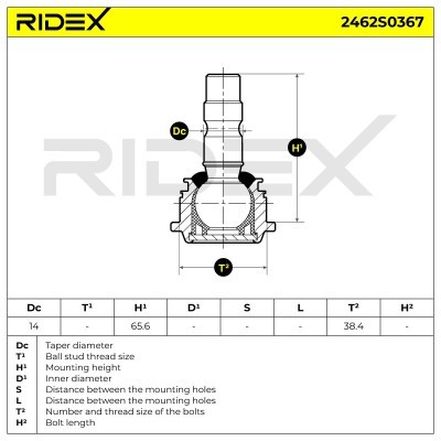 Sworzeń wahacza RIDEX 2462S0367 2462S0367 - foto 5