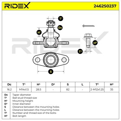 Sworzeń wahacza RIDEX 2462S0237 2462S0237 - foto 5