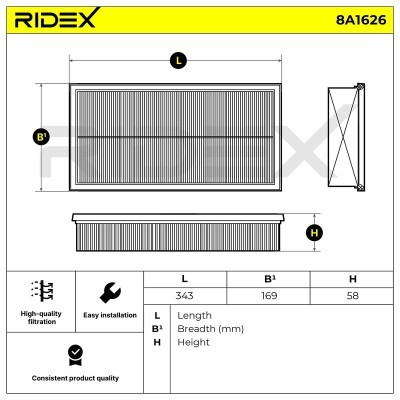 Filtr Powietrza RIDEX 8A1626 8A1626 - foto 6