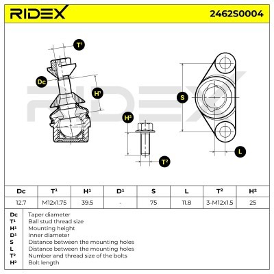Sworzeń wahacza RIDEX 2462S0004 2462S0004 - foto 3
