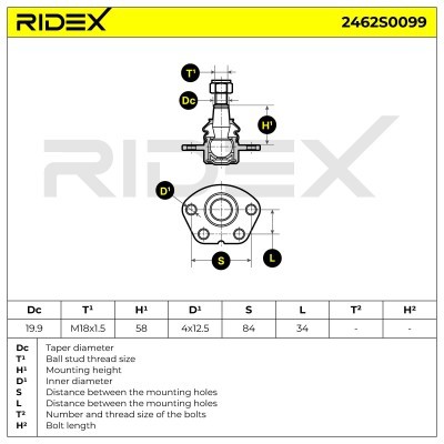 Sworzeń wahacza RIDEX 2462S0099 2462S0099 - foto 5