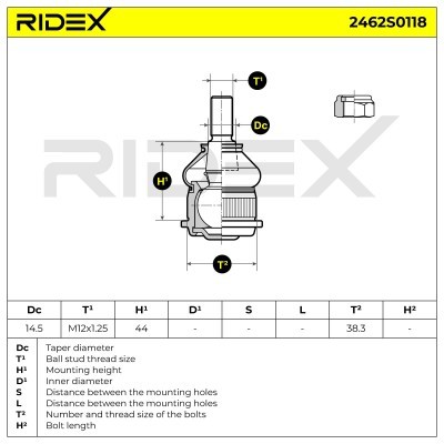 Sworzeń wahacza RIDEX 2462S0118 2462S0118 - foto 5