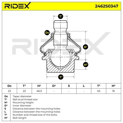 Sworzeń wahacza RIDEX 2462S0347 2462S0347 - foto 7