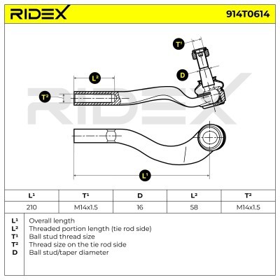 Końcówka drążka kierowniczego RIDEX 914T0614 914T0614 - foto 7