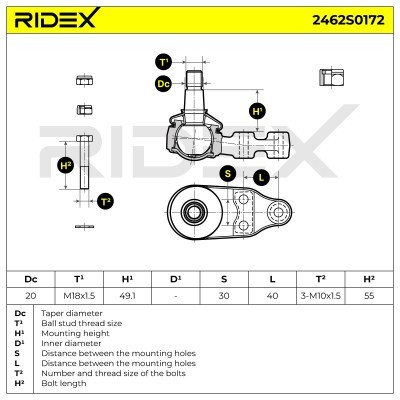 Sworzeń wahacza RIDEX 2462S0172 2462S0172 - foto 7