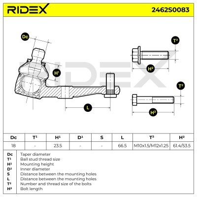 Sworzeń wahacza RIDEX 2462S0083 2462S0083 - foto 6