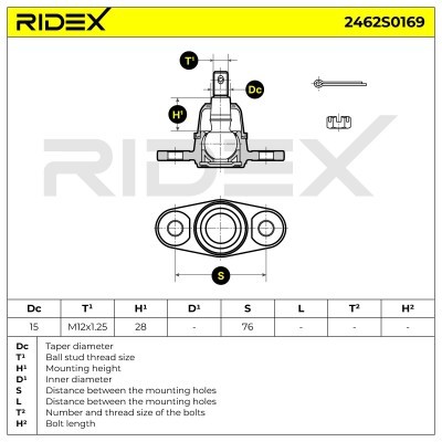 Sworzeń wahacza RIDEX 2462S0169 2462S0169 - foto 5