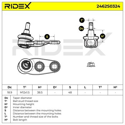 Sworzeń wahacza RIDEX 2462S0324 2462S0324 - foto 6