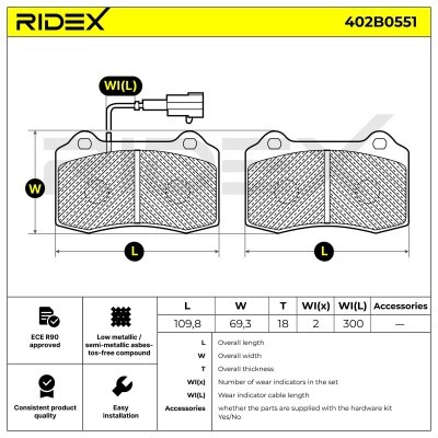 Klocki hamulcowe RIDEX 402B0551 402B0551 - foto 4