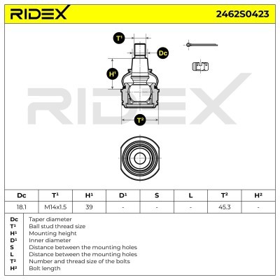 Sworzeń wahacza RIDEX 2462S0423 2462S0423 - foto 6