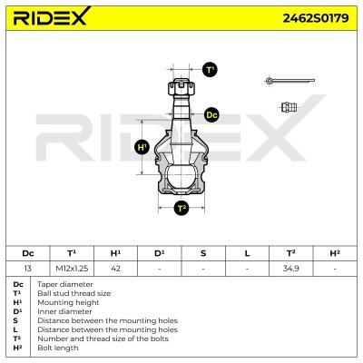 Sworzeń wahacza RIDEX 2462S0179 2462S0179 - foto 7