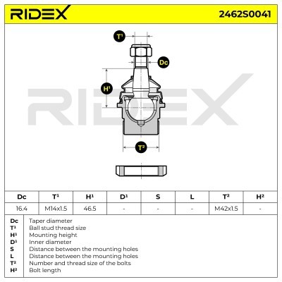 Sworzeń wahacza RIDEX 2462S0041 2462S0041 - foto 6