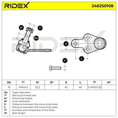 Sworzeń wahacza RIDEX 2462S0108 2462S0108 - foto 5