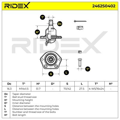 Sworzeń wahacza RIDEX 2462S0402 2462S0402 - foto 5