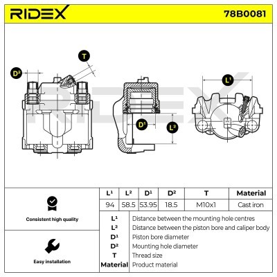 Zacisk Hamulcowy RIDEX 78B0081 78B0081 - foto 2
