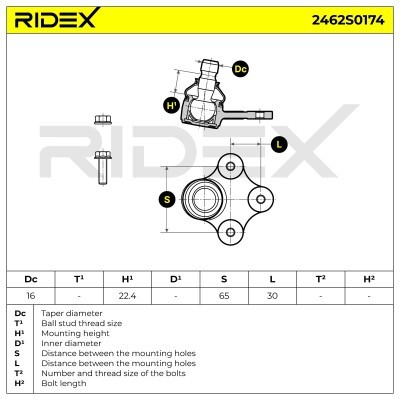 Sworzeń wahacza RIDEX 2462S0174 2462S0174 - foto 5
