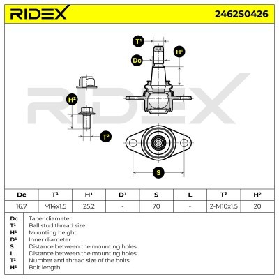 Sworzeń wahacza RIDEX 2462S0426 2462S0426 - foto 6