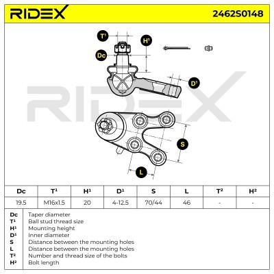Sworzeń wahacza RIDEX 2462S0148 2462S0148 - foto 6