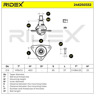 Sworzeń wahacza RIDEX 2462S0332 2462S0332 - foto 5