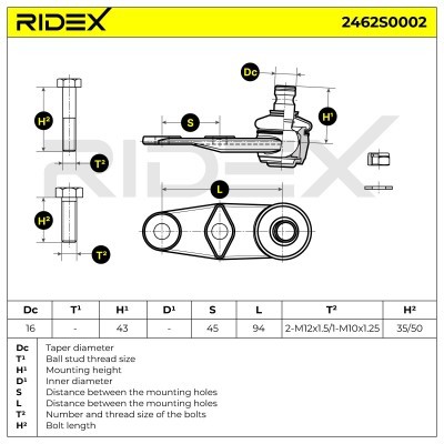 Sworzeń wahacza RIDEX 2462S0002 2462S0002 - foto 5