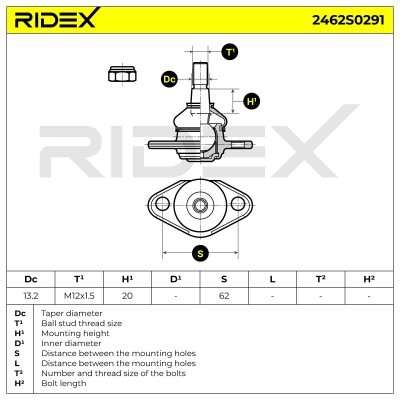 Sworzeń wahacza RIDEX 2462S0291 2462S0291 - foto 6