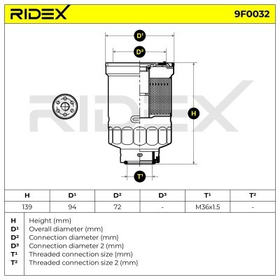 Filtr Paliwa RIDEX 9F0032 9F0032 - foto 5