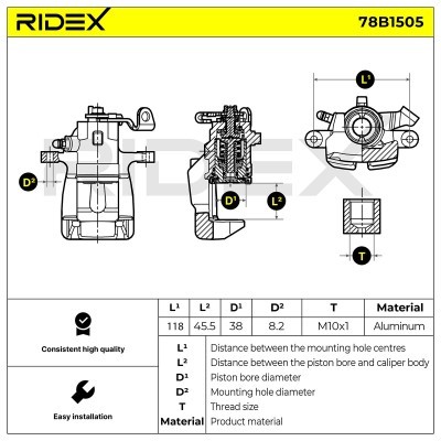 Zacisk Hamulcowy RIDEX 78B1505 78B1505 - foto 5