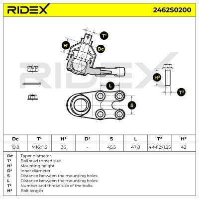 Sworzeń wahacza RIDEX 2462S0200 2462S0200 - foto 7