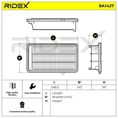 Filtr Powietrza RIDEX 8A1427 8A1427 - foto 7