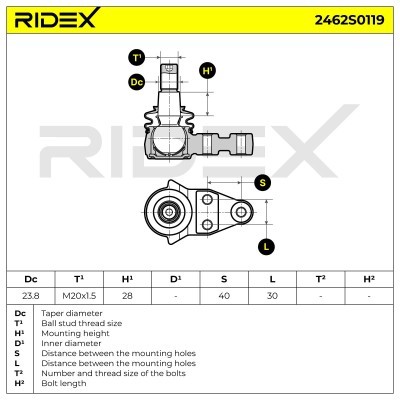 Sworzeń wahacza RIDEX 2462S0119 2462S0119 - foto 6