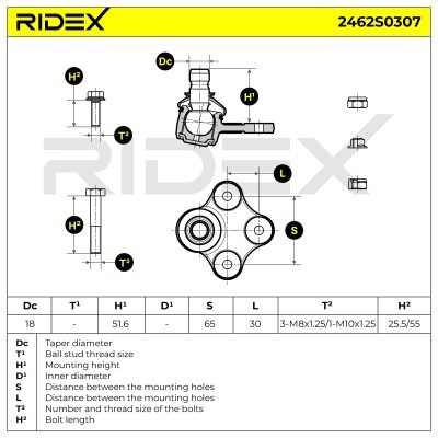Sworzeń wahacza RIDEX 2462S0307 2462S0307 - foto 5