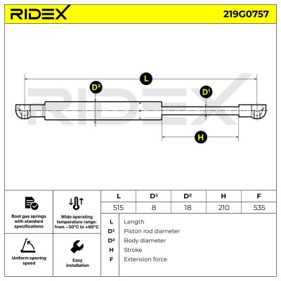 Amortyzator Pokrywy Bagażnika RIDEX 219G0757 219G0757 - foto 6