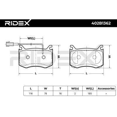 Klocki hamulcowe RIDEX 402B1362 402B1362 - foto 7
