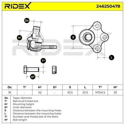 Sworzeń wahacza RIDEX 2462S0478 2462S0478 - foto 6